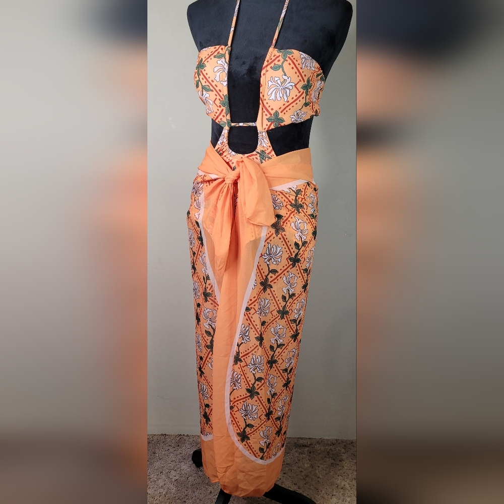 Ladies One Piece Swimsuit High Cut with cover up Sz. M